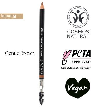 Doğal Vegan Fırçalı Kaş Kalemi - Gentle Brown - Benecos Eyebrow Designer